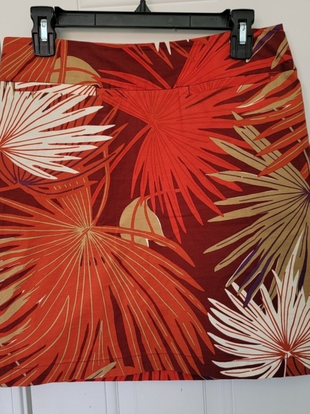 GAP A Line Mini Skirt Tropical Print Red Tan Cream Side Zip Vacation Size 6